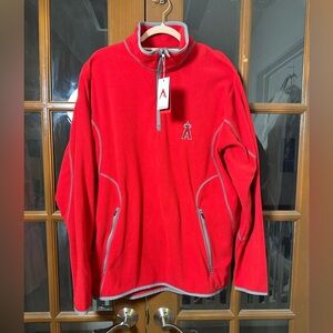 Antigua Men's Los Angeles Angels Red Fleece Jacket with Gray Trim